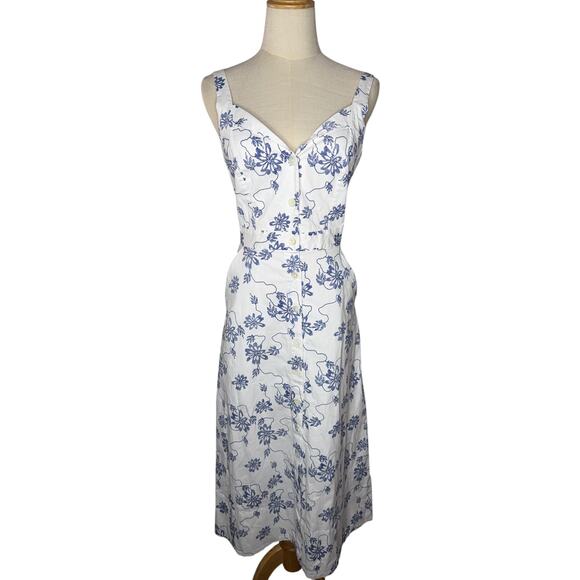 Equipment Revolve Oleisa Natural White Blue Floal Dress Size 4 Like New - Picture 4 of 11